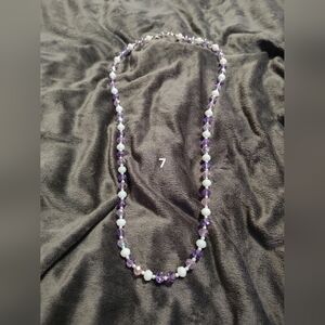 Elegant Purple and White Beaded Necklace